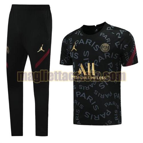 tuta da calcio a manica corta paris saint germain uomo nero 2021-22