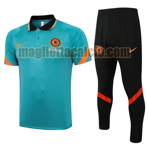 tuta polo chelsea uomo verde fluo 2021-2022