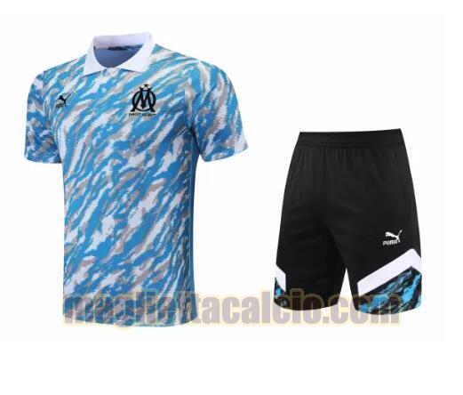 tuta polo olympique marsiglia uomo mimetico celeste 2021-2022