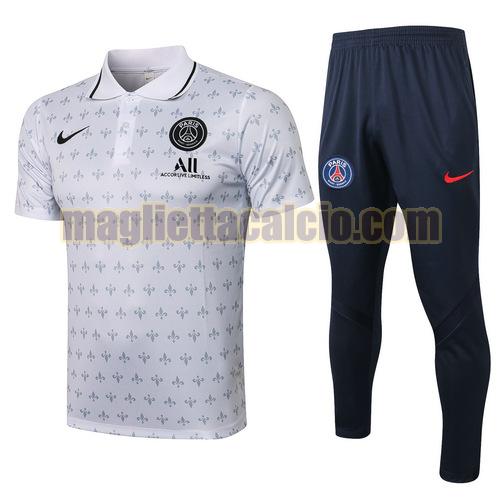 tuta polo paris saint germain uomo bianco (getto d'inchiostro a corpo intero) 2021-2022