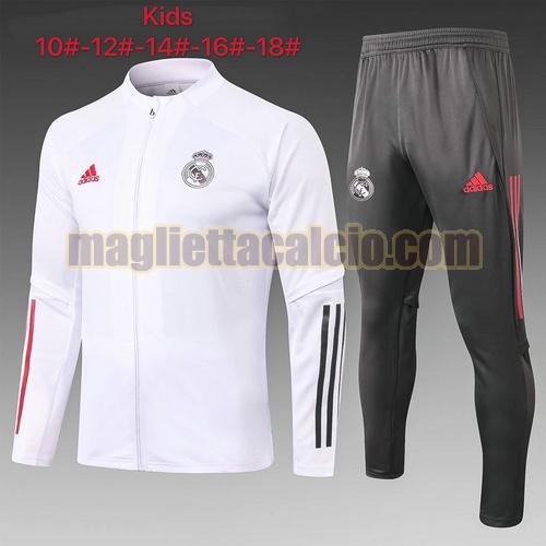 tuta sportiva cerniera real madrid bambino bianca 2020-2021