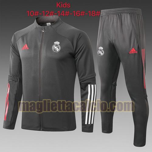 tuta sportiva cerniera real madrid bambino grigio scuro 2020-2021