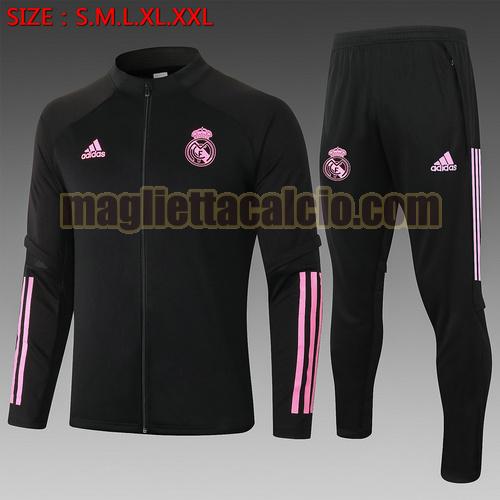 tuta sportiva cerniera real madrid bambino nero 2020-2021