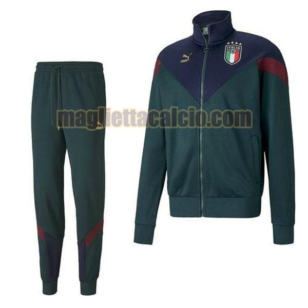 tuta sportiva completo italia uomo verde 2020-21