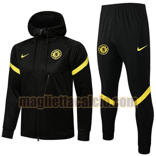 tuta sportiva con cappuccio a poco prezzo chelsea uomo nero 2021-22