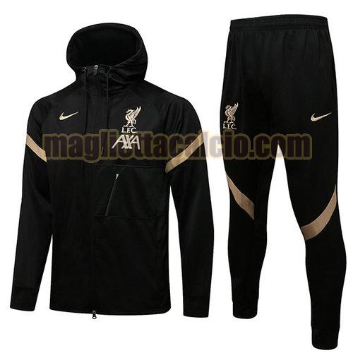 tuta sportiva con cappuccio a poco prezzo liverpool uomo nero 2021-22