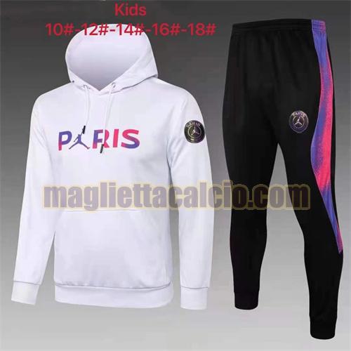 tuta sportiva con cappuccio a poco prezzo paris saint germain bambino bianco (annuncio a colori sul petto) 2021-2022
