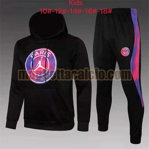 tuta sportiva con cappuccio a poco prezzo paris saint germain bambino nero (cerchio sul petto) 2021-2022