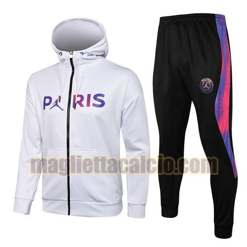 tuta sportiva con cappuccio cerniera lunga paris saint germain uomo bianca (colore jordan) 2021-2022
