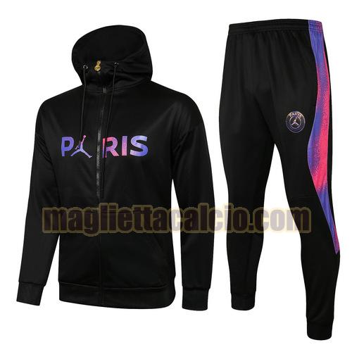 tuta sportiva con cappuccio cerniera lunga paris saint germain uomo nero 2021-2022
