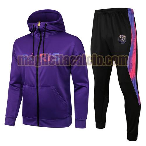 tuta sportiva con cappuccio cerniera lunga paris saint germain uomo viola 2021-2022