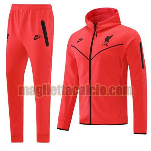tuta sportiva con cappuccio liverpool uomo arancia 2021-22