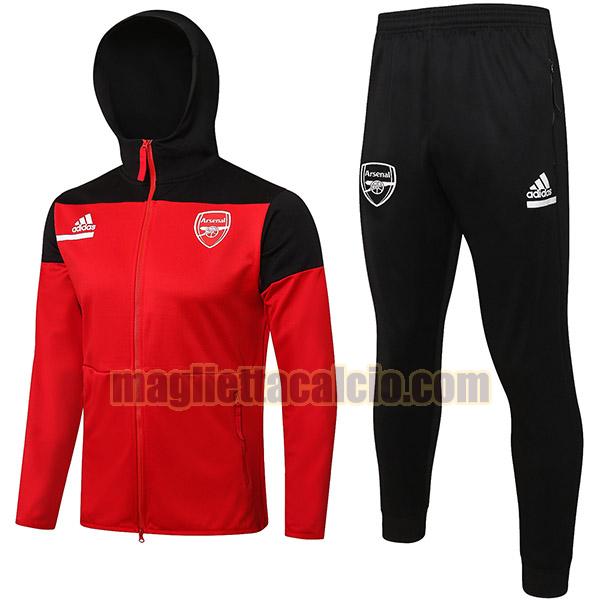 tuta sportiva con cappuccio poco prezzo nero rosso arsenal uomo cerniera completa 2021-2022