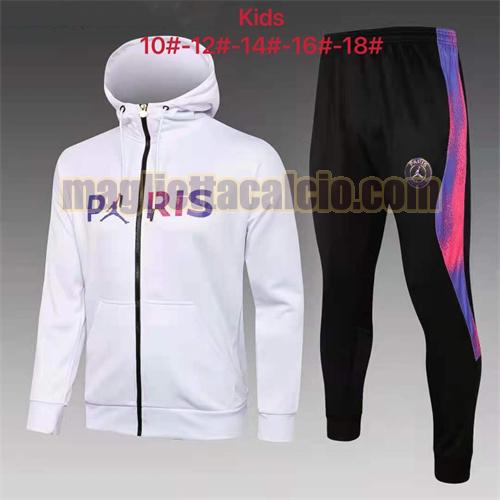 tuta sportiva con cerniera con cappuccio a poco prezzo paris saint germain bambino bianco (annuncio a colori sul petto) 2021-2022