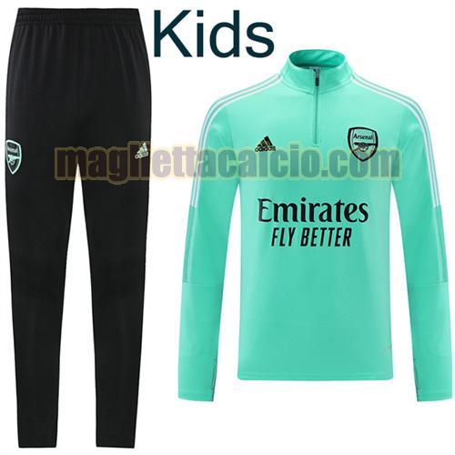 tuta sportiva con mezza cerniera a poco prezzo arsenal bambino verde primavera 2021-2022