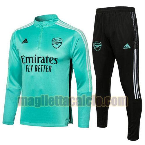 tuta sportiva con mezza cerniera a poco prezzo arsenal uomo verde 2021-2022