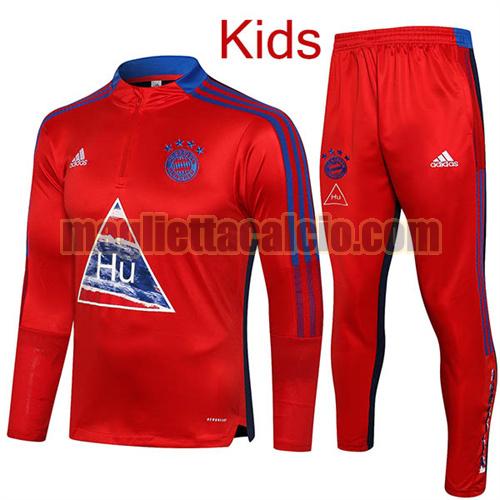 tuta sportiva con mezza cerniera a poco prezzo bayern munich bambino rosso(timbro a caldo: hu) 2021-2022