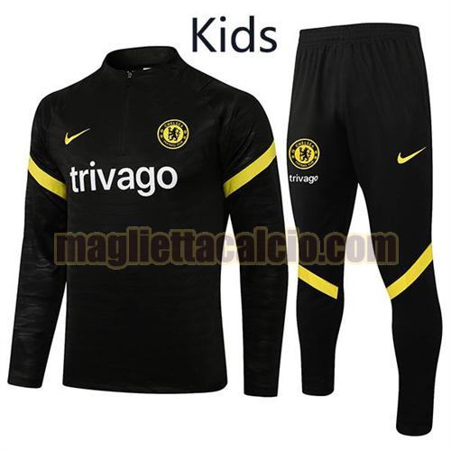 tuta sportiva con mezza cerniera a poco prezzo chelsea bambino nero(timbro a caldo: trivago) 2021-2022