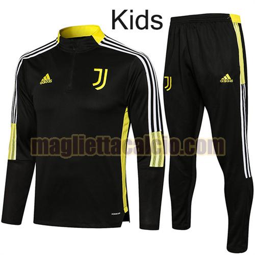 tuta sportiva con mezza cerniera a poco prezzo juventus bambino nero giallo 2021-2022