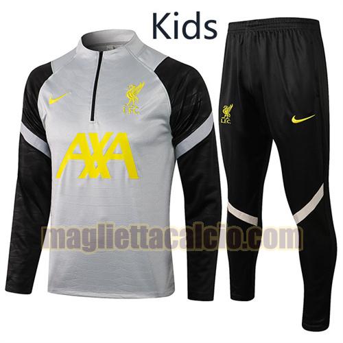 tuta sportiva con mezza cerniera a poco prezzo liverpool bambino grigio 2021-2022