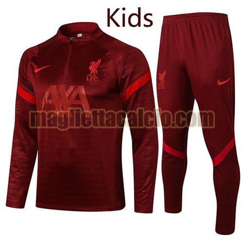 tuta sportiva con mezza cerniera a poco prezzo liverpool bambino rosso 2021-2022