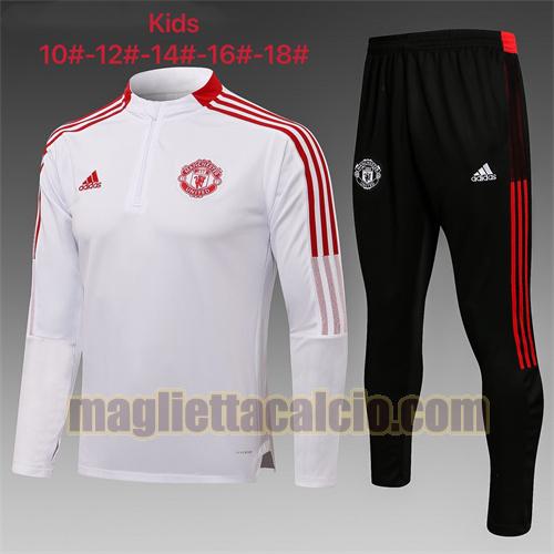 tuta sportiva con mezza cerniera a poco prezzo manchester united bambino bianco 2021-2022