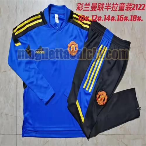tuta sportiva con mezza cerniera a poco prezzo manchester united bambino colore blu 2021-2022