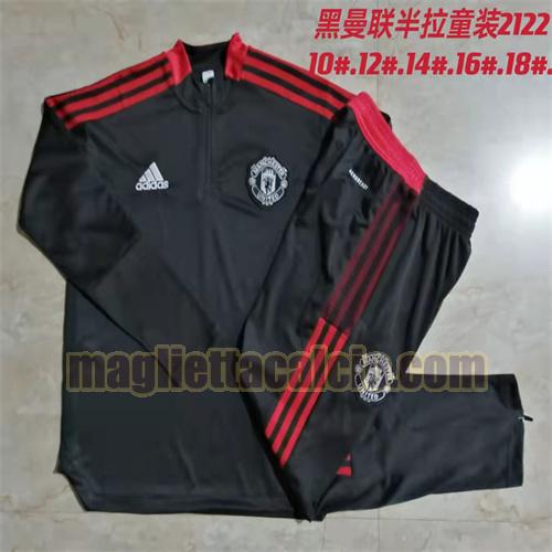 tuta sportiva con mezza cerniera a poco prezzo manchester united bambino nero (bordo rosso) 2021-2022