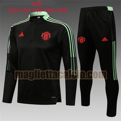 tuta sportiva con mezza cerniera a poco prezzo manchester united bambino nero verde 2021-2022