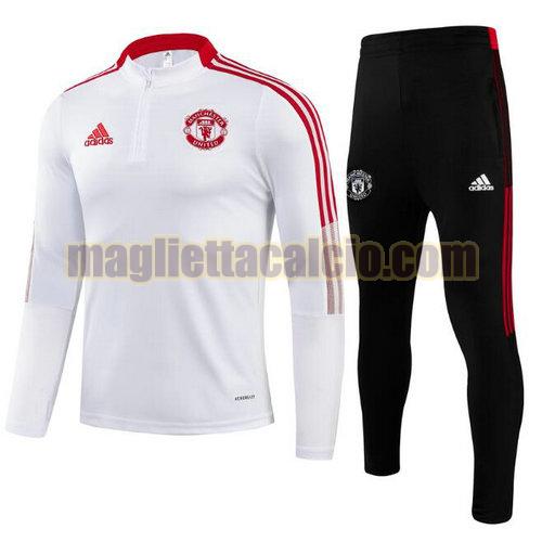 tuta sportiva con mezza cerniera a poco prezzo manchester united uomo bianco rosso) 2021-2022