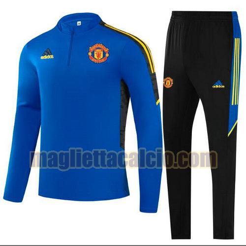 tuta sportiva con mezza cerniera a poco prezzo manchester united uomo blu 2021-2022