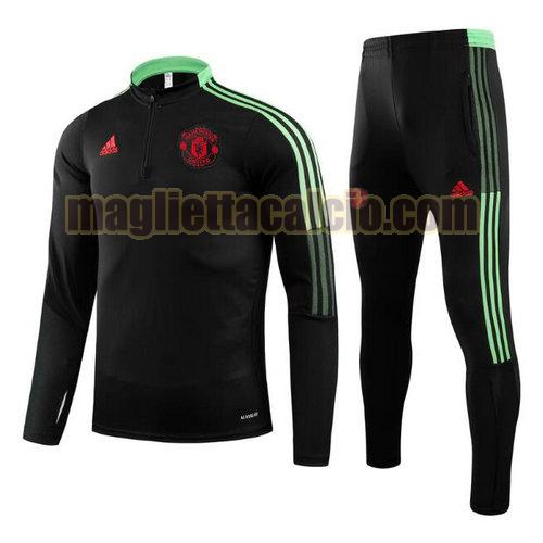 tuta sportiva con mezza cerniera a poco prezzo manchester united uomo nero 2021-2022