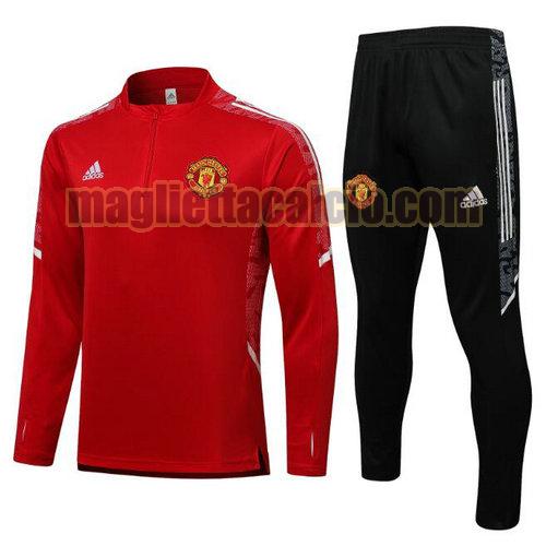 tuta sportiva con mezza cerniera a poco prezzo manchester united uomo rosso bianco) 2021-2022
