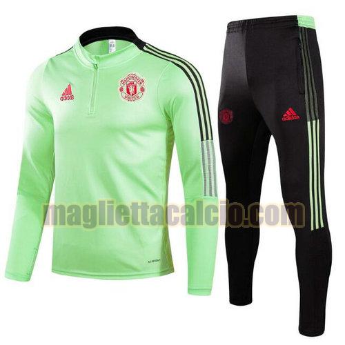 tuta sportiva con mezza cerniera a poco prezzo manchester united uomo verde 2021-2022