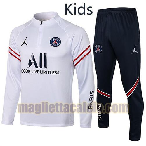 tuta sportiva con mezza cerniera a poco prezzo paris saint germain bambino bianco 2021-2022