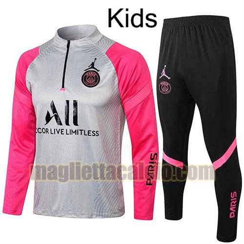 tuta sportiva con mezza cerniera a poco prezzo paris saint germain bambino grigio rosa 2021-2022