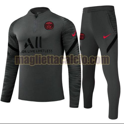 tuta sportiva con mezza cerniera a poco prezzo paris saint germain uomo grigio 2021-2022