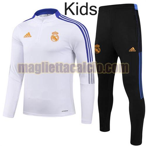 tuta sportiva con mezza cerniera a poco prezzo real madrid bambino bianco 2021-2022