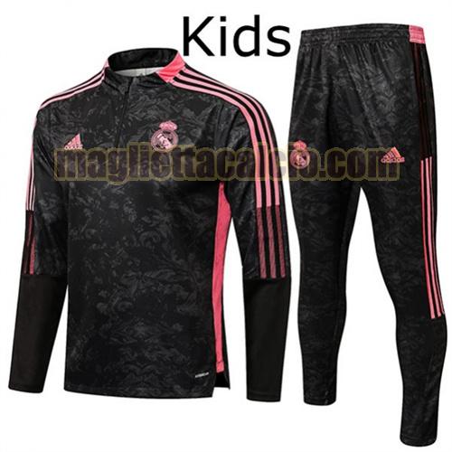 tuta sportiva con mezza cerniera a poco prezzo real madrid bambino nero rosa 2021-2022