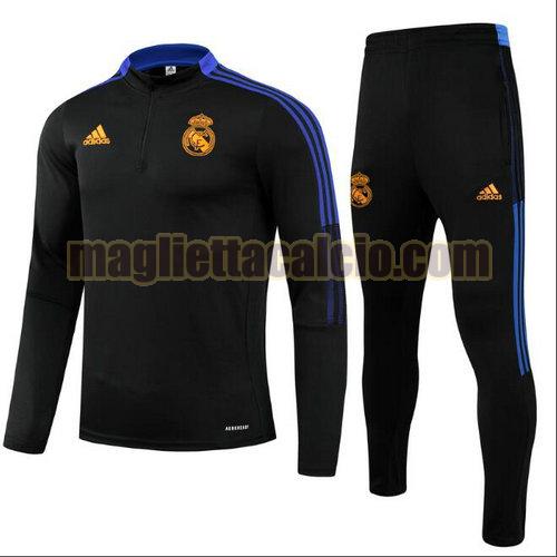 tuta sportiva con mezza cerniera a poco prezzo real madrid uomo nero 2021-2022
