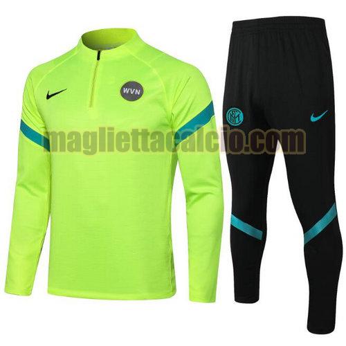 tuta sportiva con mezza cerniera inter milan uomo verde fluorescente 2021-2022