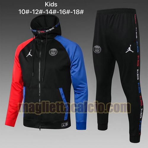 tuta sportiva felpa con cappuccio paris saint germain bambino rosso nero blu 2020-2021
