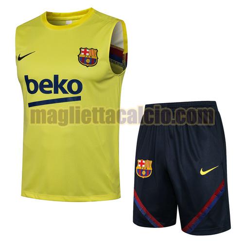 tuta sportiva gilet barcellona uomo verde fluo 2021-2022