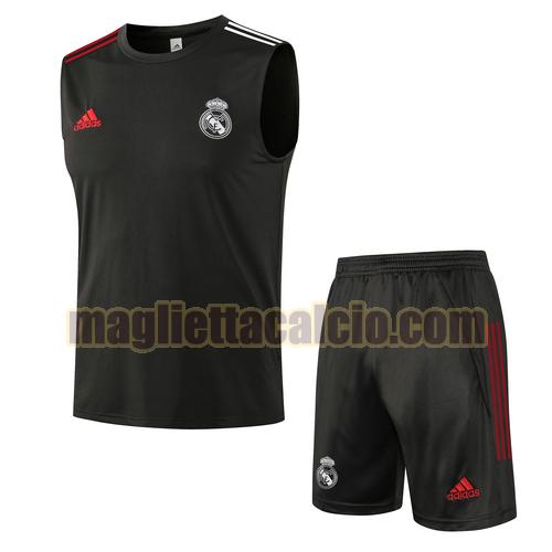 tuta sportiva gilet real madrid uomo grigio scuro 2021-2022