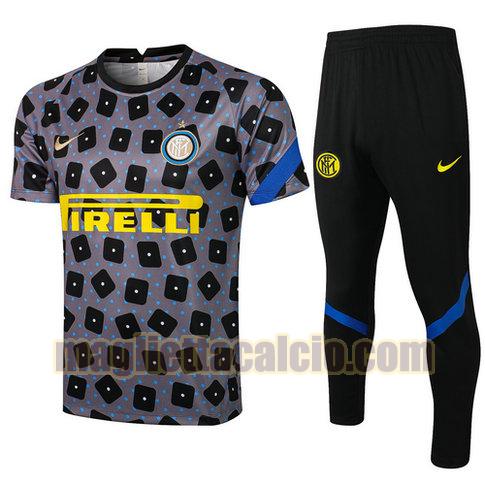 tuta sportiva manica cort inter milan uomo grigio chiaro nero 2021-2022
