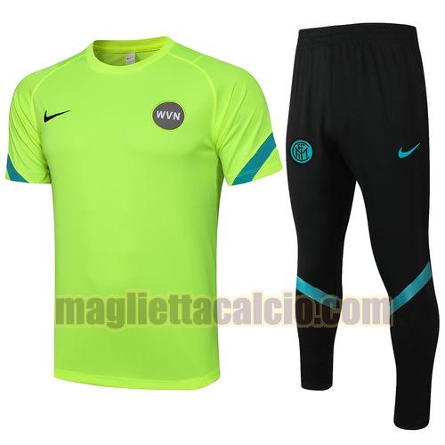 tuta sportiva manica cort inter milan uomo verde fluo 2021-2022