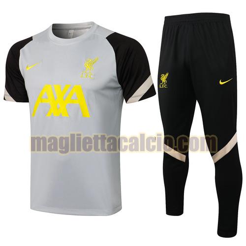 tuta sportiva manica cort liverpool uomo grigio chiaro nero 2021-2022