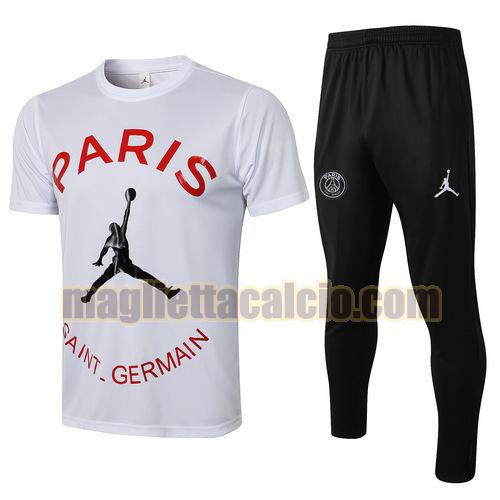tuta sportiva manica cort paris saint germain uomo bianca jordan 2021-2022
