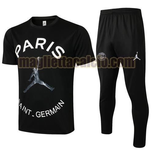 tuta sportiva manica cort paris saint germain uomo nero (giordania bianca) 2021-2022