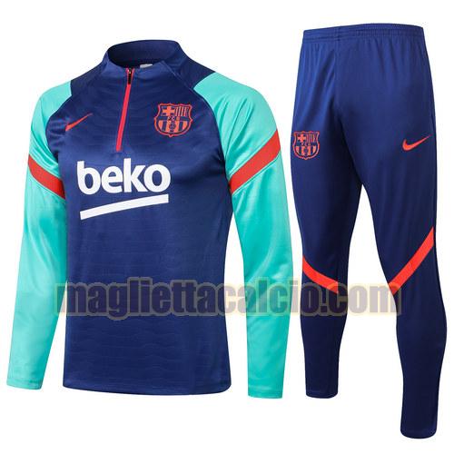 tuta sportiva mezza cerniera barcellona uomo verde blu 2021-2022